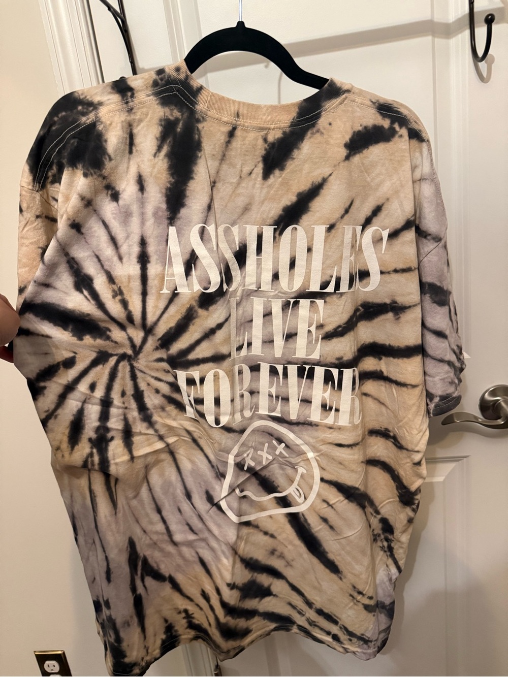 Good Die Young Tie-Dye Short Sleeve Tee - Black & Cream